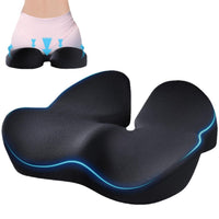 HKM-055187 Memory Foam Long-Sitting Hip Cushion - Solid Black, Modern Design, 47x40x12 cm