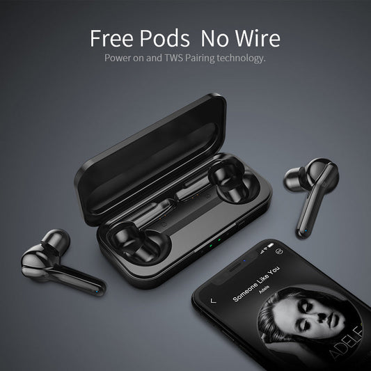 HKM-055187 True Wireless Bluetooth 5.0 Headset with IPX5 Waterproof Performance in Black and White Colors