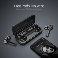 HKM-055187 True Wireless Bluetooth 5.0 Headset with IPX5 Waterproof Performance in Black and White Colors