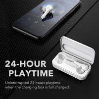 HKM-055187 True Wireless Bluetooth 5.0 Headset with IPX5 Waterproof Performance in Black and White Colors