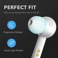 HKM-055187 True Wireless Bluetooth 5.0 Headset with IPX5 Waterproof Performance in Black and White Colors
