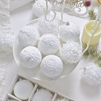 HKM-055251 Decorative Lace Glitter Foam Christmas Ball Pendant for Holiday Gift Packaging