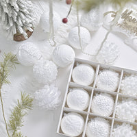 HKM-055251 Decorative Lace Glitter Foam Christmas Ball Pendant for Holiday Gift Packaging