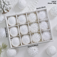 HKM-055251 Decorative Lace Glitter Foam Christmas Ball Pendant for Holiday Gift Packaging