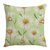 HKM-055251 Summer Chrysanthemum Green Plant Flower Linen Pillow Cover 45x45cm