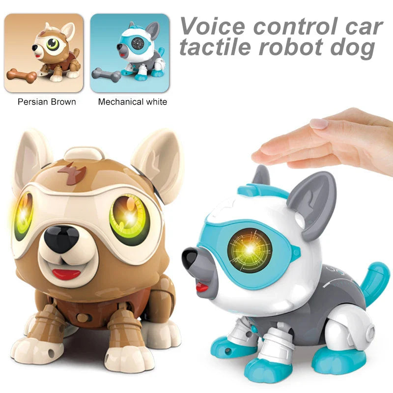 HKM-055379 DIY Self-Assembly Voice Control Robot Dog - Interactive Touch Sensing Puppy Toy for Ages 5 and Up