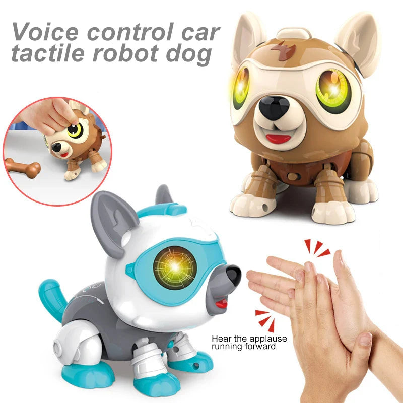HKM-055379 DIY Self-Assembly Voice Control Robot Dog - Interactive Touch Sensing Puppy Toy for Ages 5 and Up