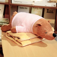 HKM-055571 Dual-Use Siesta Pillow Blanket for Car and Office – Cartoon Design, Plush Material, Foldable Comfort