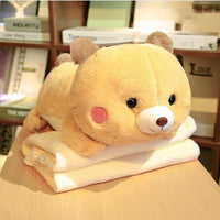 HKM-055571 Dual-Use Siesta Pillow Blanket for Car and Office – Cartoon Design, Plush Material, Foldable Comfort