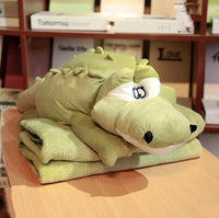 HKM-055571 Dual-Use Siesta Pillow Blanket for Car and Office – Cartoon Design, Plush Material, Foldable Comfort