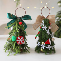HKM-055571 Red and White Snowflake Mini Christmas Tree Ornaments - DIY Holiday Decorations 21cm