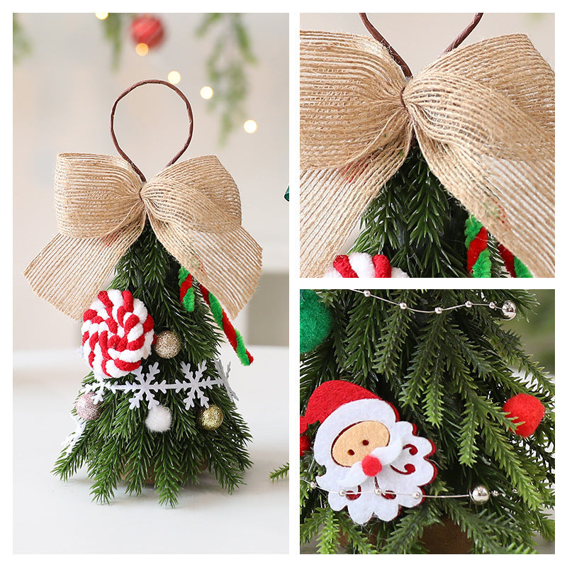 HKM-055571 Red and White Snowflake Mini Christmas Tree Ornaments - DIY Holiday Decorations 21cm