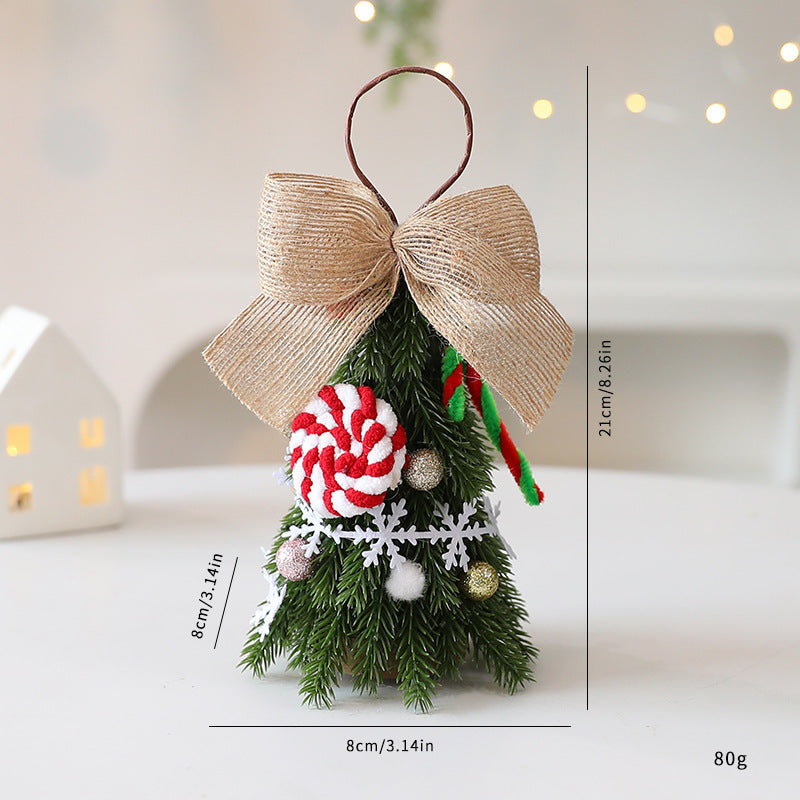 HKM-055571 Red and White Snowflake Mini Christmas Tree Ornaments - DIY Holiday Decorations 21cm