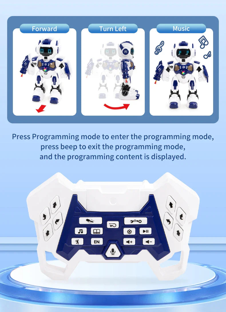 HKM-055699 Programmable Remote Control Robot with LED Lights, Music, and Dancing Function for Ages 8 and Up