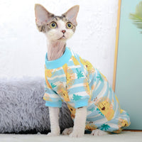 HKM-056083 Cotton Two-Legged Clothing for Hairless Cats - Belly Protector in Lion, Pink Bear, Tibetan Bear Designs