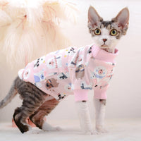 HKM-056083 Cotton Two-Legged Clothing for Hairless Cats - Belly Protector in Lion, Pink Bear, Tibetan Bear Designs