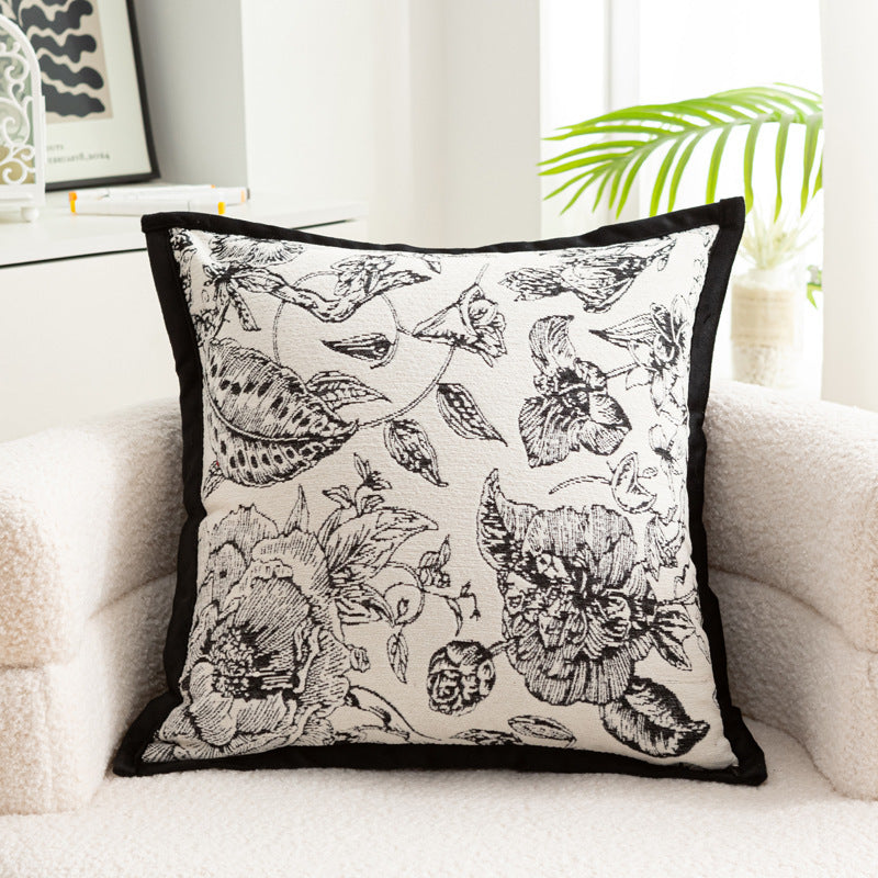 HKM-056083 Nordic Style Flower Chenille Cushion Cover - 45x45cm, Available in Multiple Leaf Patterns and Colors