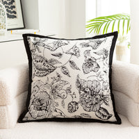 HKM-056083 Nordic Style Flower Chenille Cushion Cover - 45x45cm, Available in Multiple Leaf Patterns and Colors