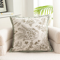 HKM-056083 Nordic Style Flower Chenille Cushion Cover - 45x45cm, Available in Multiple Leaf Patterns and Colors