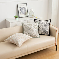 HKM-056083 Nordic Style Flower Chenille Cushion Cover - 45x45cm, Available in Multiple Leaf Patterns and Colors