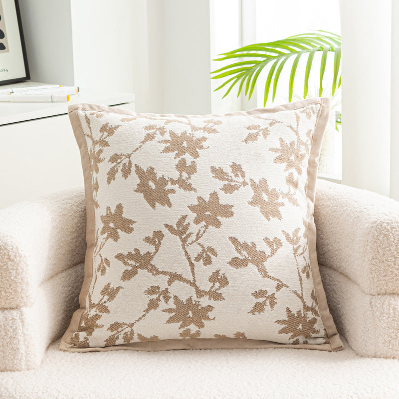 HKM-056083 Nordic Style Flower Chenille Cushion Cover - 45x45cm, Available in Multiple Leaf Patterns and Colors
