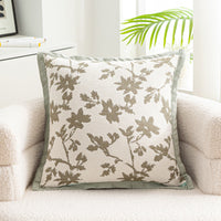 HKM-056083 Nordic Style Flower Chenille Cushion Cover - 45x45cm, Available in Multiple Leaf Patterns and Colors