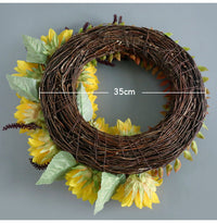 HKM-056211 Sunflower Artificial Silk Flower Wreath for Thanksgiving and Holiday Decor