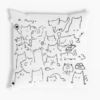 HKM-056339 Cute Cartoon Cat Pillowcase for Small Living Rooms, Cotton and Linen Material, 45x45 cm