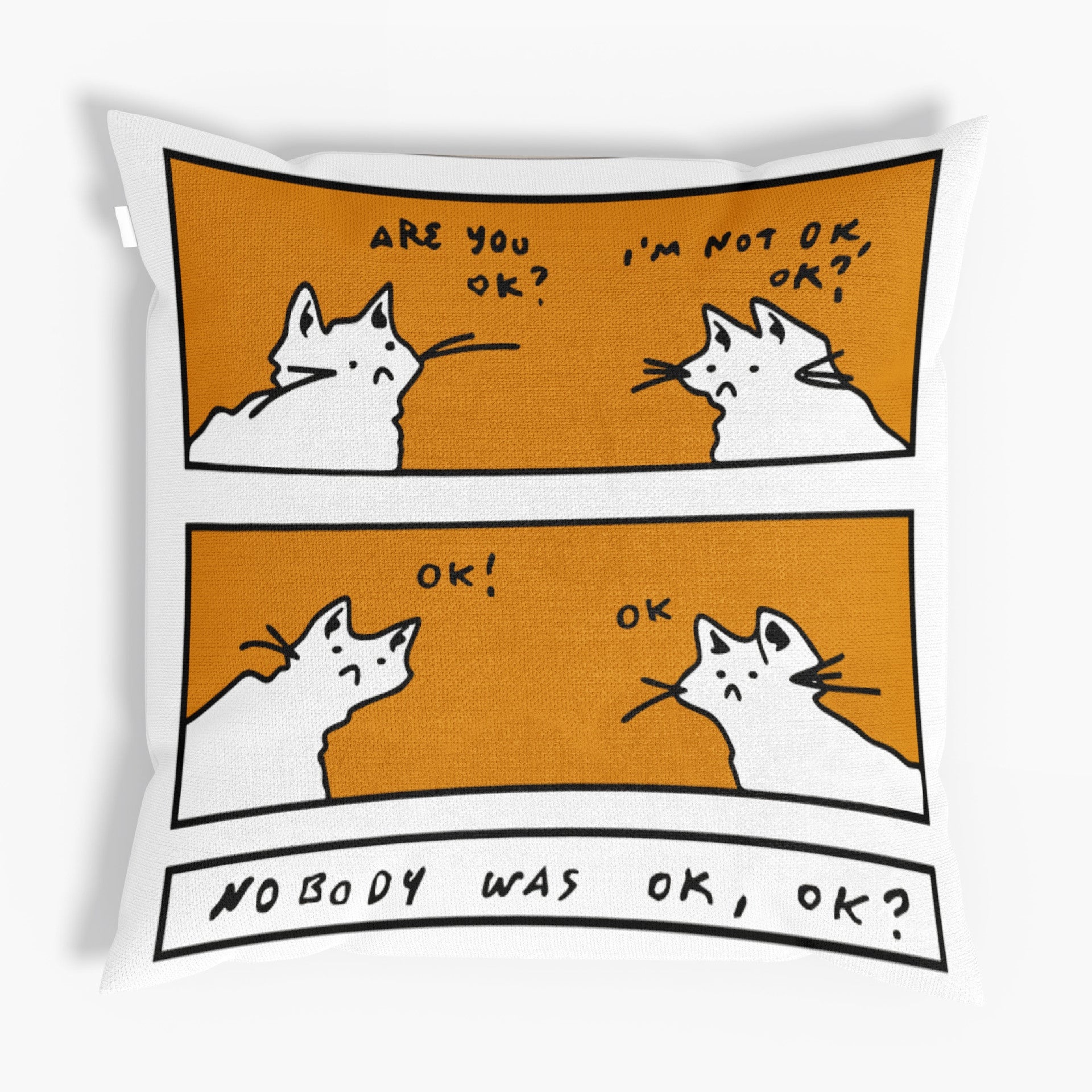 HKM-056339 Cute Cartoon Cat Pillowcase for Small Living Rooms, Cotton and Linen Material, 45x45 cm