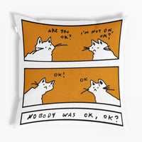 HKM-056339 Cute Cartoon Cat Pillowcase for Small Living Rooms, Cotton and Linen Material, 45x45 cm