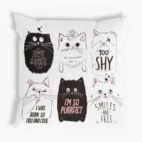 HKM-056339 Cute Cartoon Cat Pillowcase for Small Living Rooms, Cotton and Linen Material, 45x45 cm
