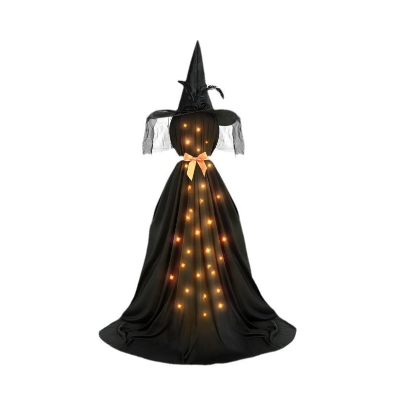 HKM-056403 Luminous Black Ghost Hat with Bowknot Decoration - Silk Material Options Available