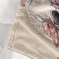 HKM-056595 Rustic Skull and Sunflower Flannel Throw Blanket - Soft Plush Fleece for Couch, Bed, and Car - Multiple Sizes Available