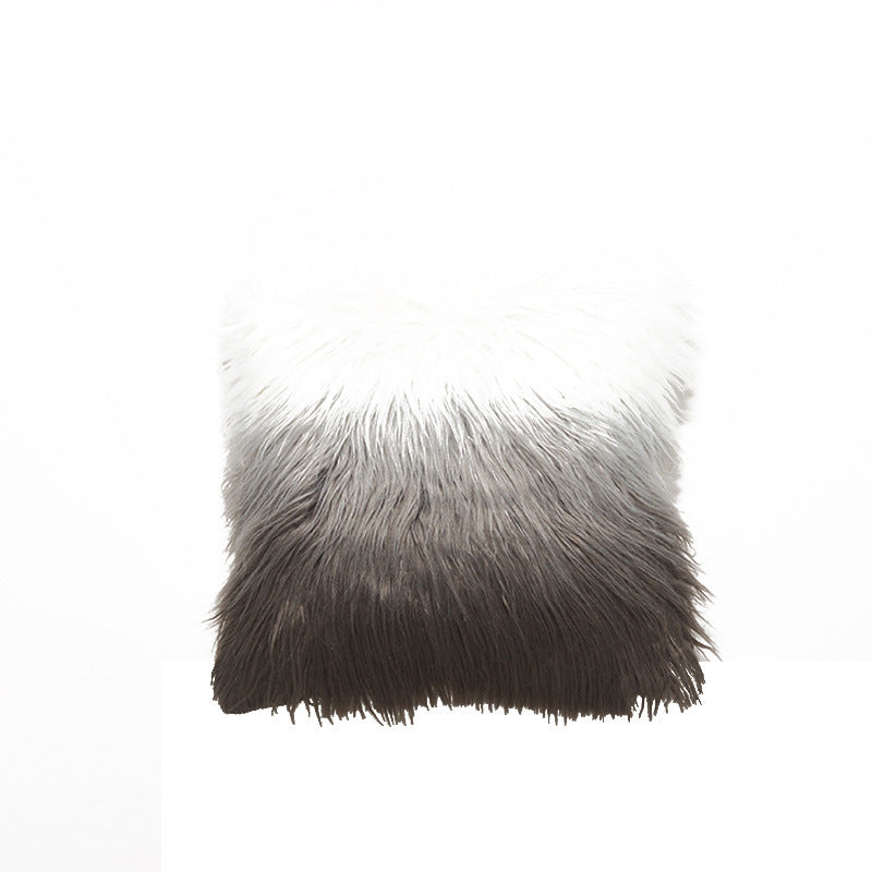 HKM-056659 Nordic Style Gradual Color Plush Wool Cushion Cover in Grey and Pink, 45x45cm