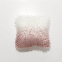 HKM-056659 Nordic Style Gradual Color Plush Wool Cushion Cover in Grey and Pink, 45x45cm