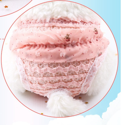 HKM-056723 Chiffon Physiological Pants for Small and Medium-Sized Female Dogs - Pink Denim Style