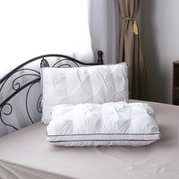 HKM-056723 Twisted Flower Cotton Bread Pillow with Feather Velvet Filling - 48x74cm, White