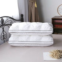 HKM-056723 Twisted Flower Cotton Bread Pillow with Feather Velvet Filling - 48x74cm, White