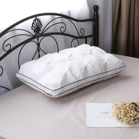 HKM-056723 Twisted Flower Cotton Bread Pillow with Feather Velvet Filling - 48x74cm, White