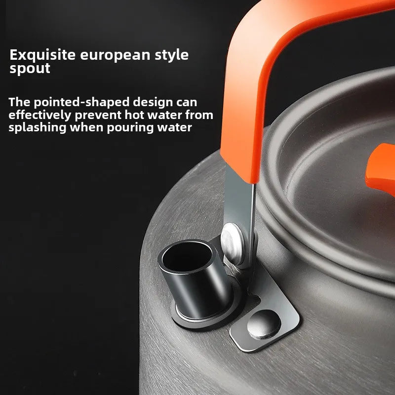 KTX-056787 Portable Anodised Camping Cookware Set with Foldable Stove and Hanging Pot for Outdoor Cooking