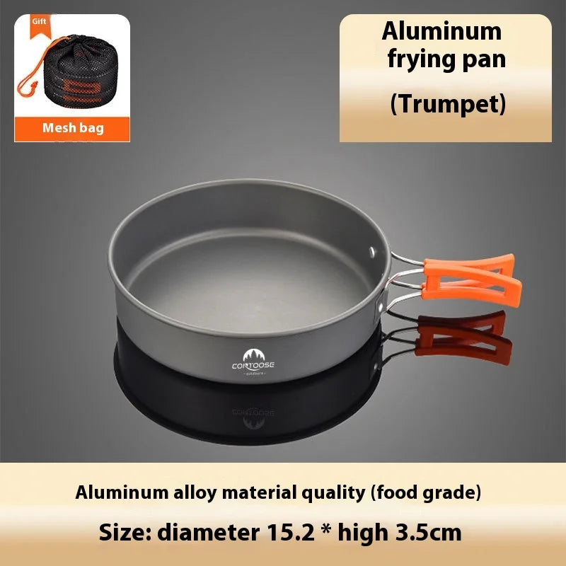 KTX-056787 Portable Anodised Camping Cookware Set with Foldable Stove and Hanging Pot for Outdoor Cooking