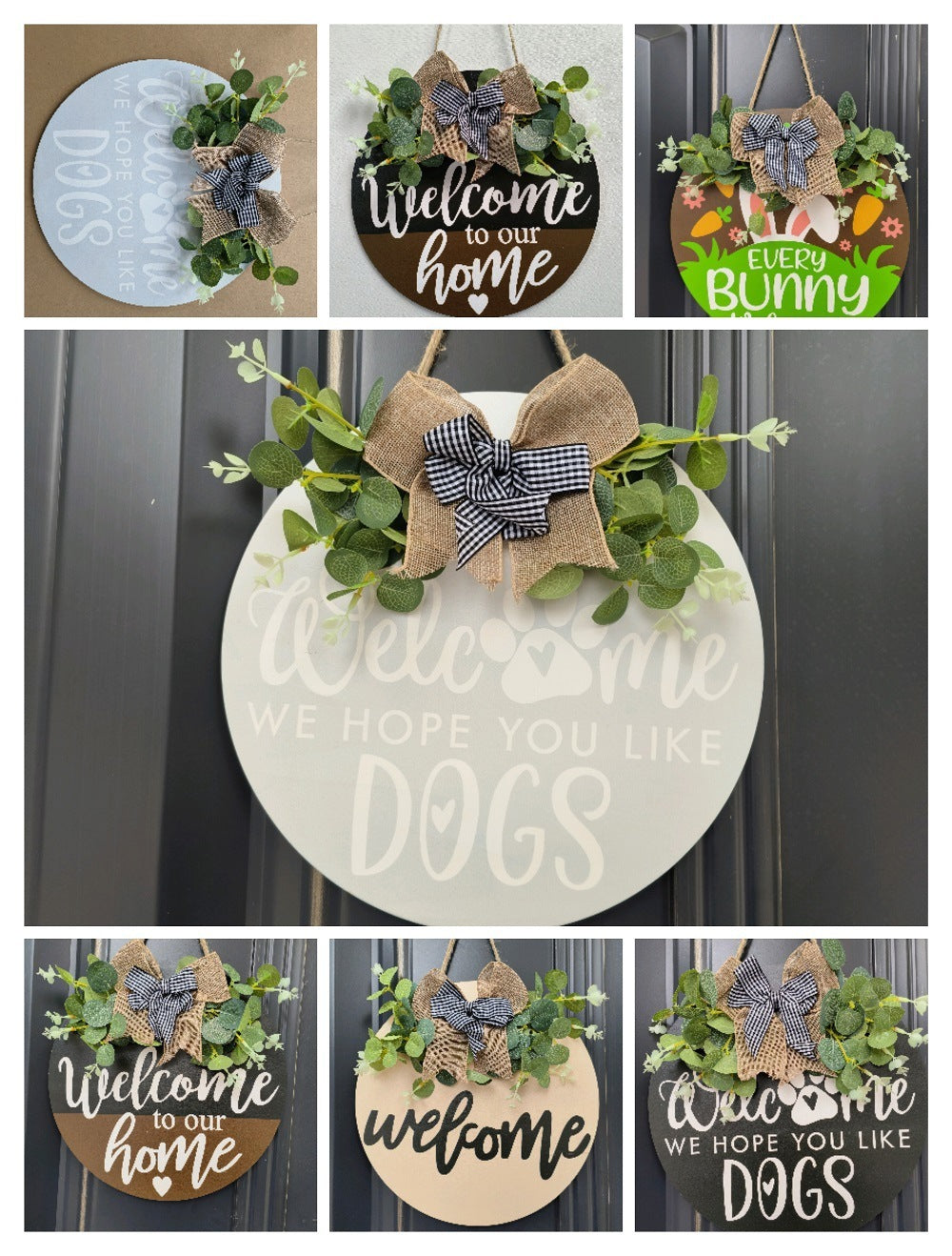 HKM-057043 Christmas Wooden Board Garland Doorplate Decoration for Home and Garden
