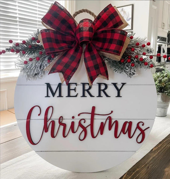 HKM-057043 Christmas Wooden Board Garland Doorplate Decoration for Home and Garden