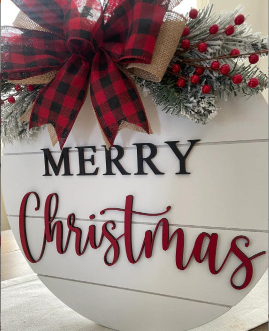 HKM-057043 Christmas Wooden Board Garland Doorplate Decoration for Home and Garden