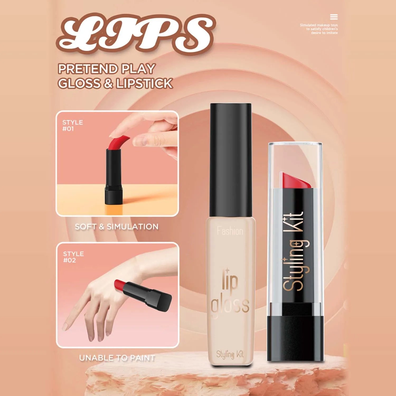 Kids Pretend Play Makeup Case Set with Brush Tools - Ideal Beauty Toy for Children Ages 2 to 14