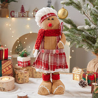 HKM-057555 Gingerbread Man Christmas Ornaments - Cloth Decorations in Red and White Hats, Candy Box Options Available