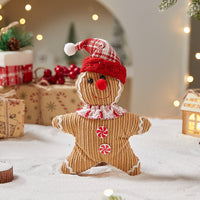 HKM-057555 Gingerbread Man Christmas Ornaments - Cloth Decorations in Red and White Hats, Candy Box Options Available