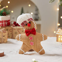 HKM-057555 Gingerbread Man Christmas Ornaments - Cloth Decorations in Red and White Hats, Candy Box Options Available
