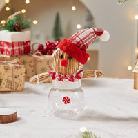 HKM-057555 Gingerbread Man Christmas Ornaments - Cloth Decorations in Red and White Hats, Candy Box Options Available
