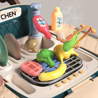 HKM-057683 Kids Kitchen Cooking Push Food Cart Play Set with Color Changing Features for Indoor BBQ Fun